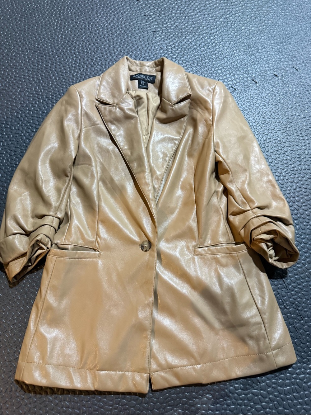 Faux Leather Blazer Jacket in Camel by Rachel Zoe